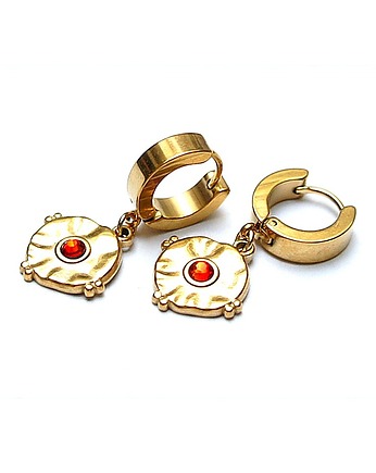 Kolczyki pozłacane Alloys Collection Coins /Red grappa/
