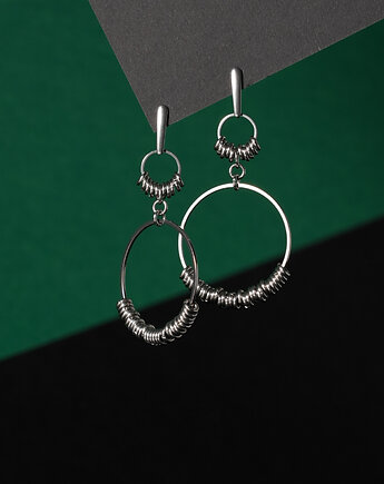 Długie kolczyki ze stali z dużymi kołami, AT NOON