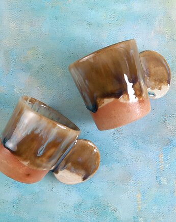 Dwie ręcznie robione eramiczne filizanki do espresso, Ceramika Wydry