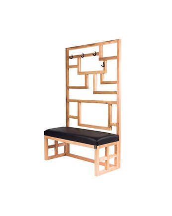 Ławka Tapicerowana Siedzisko Gładkie Ekoskóra Czarny Wieszak LGS-70, EMRA WOOD DESIGN