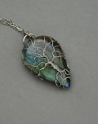 Wisiorek drzewo życia labradoryt wire wrapping, Agata Rozanska