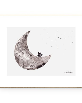 Grafika 21X30 malowana ręcznie na papierze, MiniMalArt