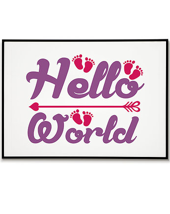 Plakat Hello World nowy członek rodziny, Bajkowe Obrazki