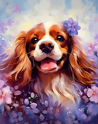 Poduszka welurowa Cavalier King Charles, MOJAMAJA