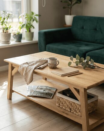 Drewniany stolik kawowy z półką, PiorunowoSzafa