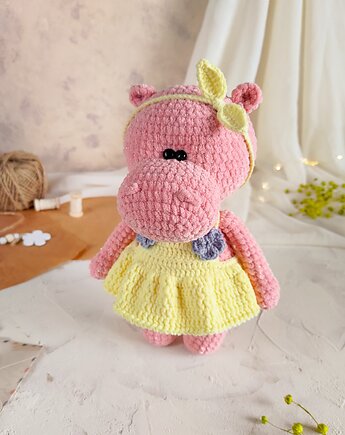 Hipopotamek w sukience, Hipcia pluszowa, Prezent dla dziewczynki, EcoToysByNastya
