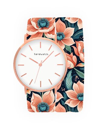 Zegarek damski wiązany - Coral Garden - Tarcza Różowe złoto, Bandwatch