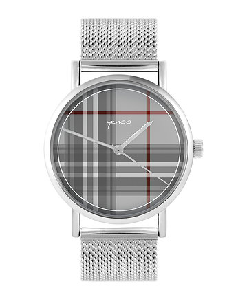 Zegarek - Szkocka krata - bransoleta mesh, yenoo