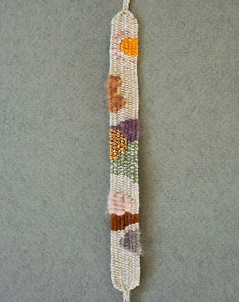 Ręcznie tkana, boho bransoletka - "Lasy, pola, łąki", Słońcem Tkane