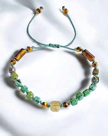 SUKCES - amulet - turkus, cytryn, tygrysie oko, hematyt, kaktusia