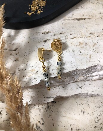 Kolczyki jaspis dalmatyński, hematiti