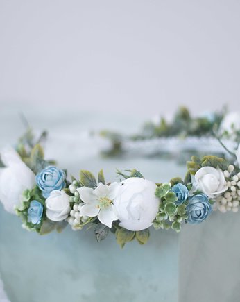 Wianek na głowę błękit i biel boho, Lola White