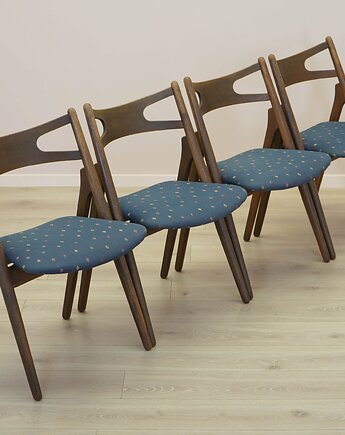 Komplet czterech krzeseł dębowych, duński design, lata 60, Hans. J. Wegner, Przetwory design