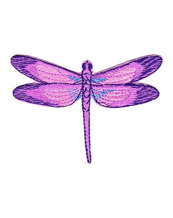 Naszywka naprasowanka WAŻKA FIOLETOWA termo haft 8,2x5,8cm, Wyszywane