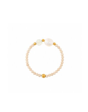 Pierścionek z kapką pastelowej zieleni - złote hematyty, Kulka Bransoletki