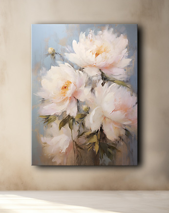 Peonie i róże - Plakat - Olej, Boho, Abstrakcja, Black Sapphire Art
