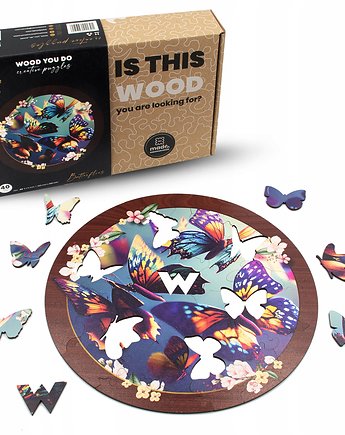 Puzzle drewniane Motylki  Butterflies  40 elementów  XL, OKAZJE - Prezent na Roczek