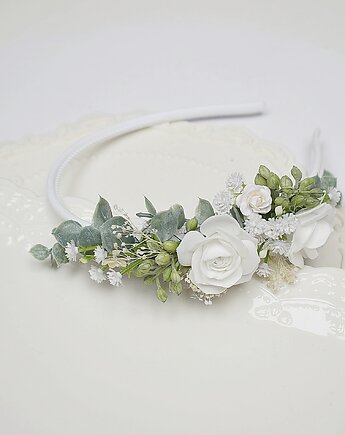 Opaska z kwiatami na komunię, opaska na biały tydzień z kwiatami, Petite Dame