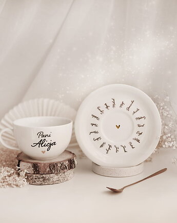 Biała Filiżanka Porcelanowa z Personalizacją 350 ml - Imiona Dzieci dla Naucz, Nadzwyczajnie