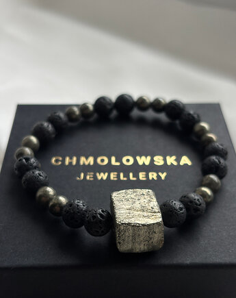 Bransoletka Męska Piryt i Lawa, Chmolowska Jewellery