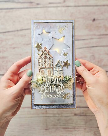 Świecąca kartka z domkiem, papierololo