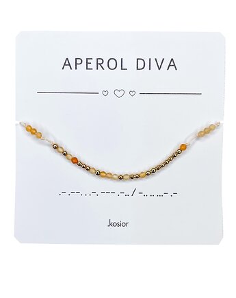 Bransoletka z alfabetem Morse, Hematyt i Awenturyn pomarańczowy, karolina kosior