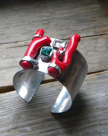 Koral / dioptaz  -  bransoleta mankiet CUFF, Beata Trotter