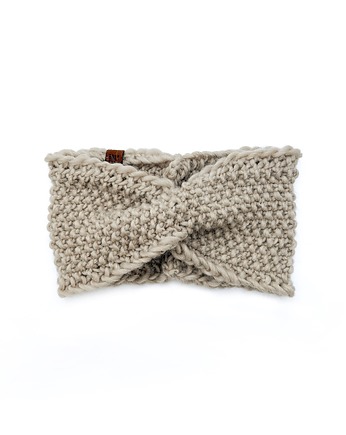 Lekka wełniana opaska beżowa, Holy Alpaca Knit