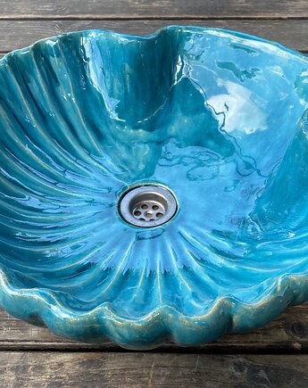 UM20 Umywalka ceramiczna turkusowa muszla, Dekornia
