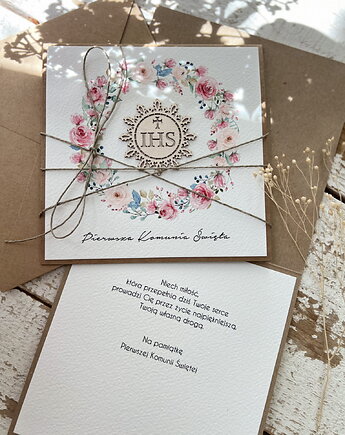 Kartka na komunię - pamiątka komunii ręcznie robiona, sorte