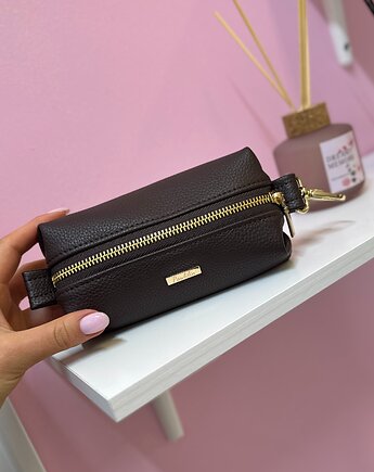 Kosmetyczka damska saszetka dopinana brązowa, paulilin.style