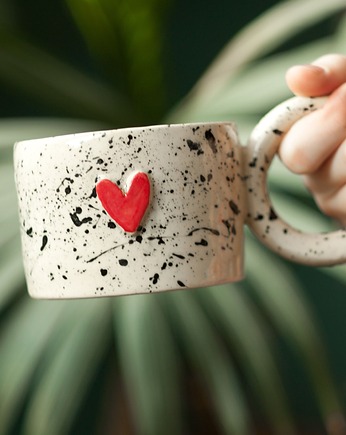 Kubek z serduszkiem w kleksy, Ceramika Zapiecek