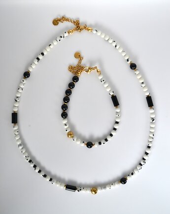 Komplet choker i bransoletka z białego jaspisu dalmatyńskiego, Messme