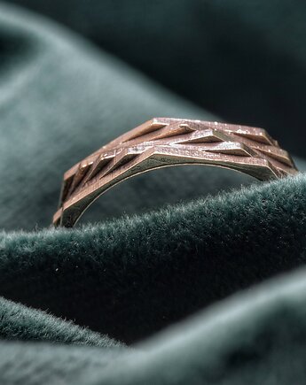 Epsilon  - Pierścień z linii geometrycznej z brązu, Biżuteria z Myśli Odlana