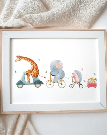 PLAKAT DLA DZIECKA ilustracja akwarelowa zwierzątka, black dot studio