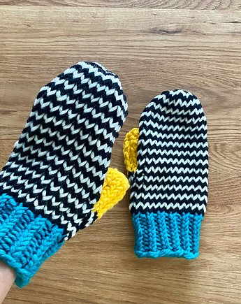 Rękawiczki jednopalczaste z wełny merino turkus, HisOutfit