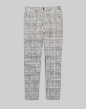 Spodnie męskie classic garniturowe Elini szare w kratę slim fit