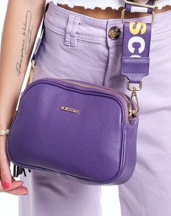 Torebka skórzana z ozdobnym paskiem -fioletowa  (7125), BOSCCOLO