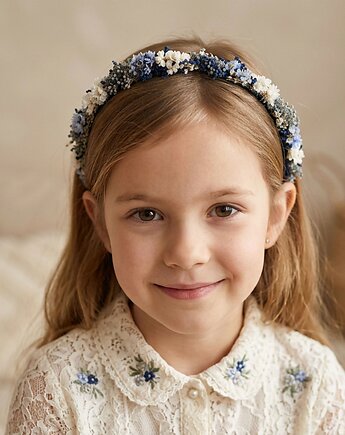 Opaska z naturalnych suszonych kwiatów, Lola White