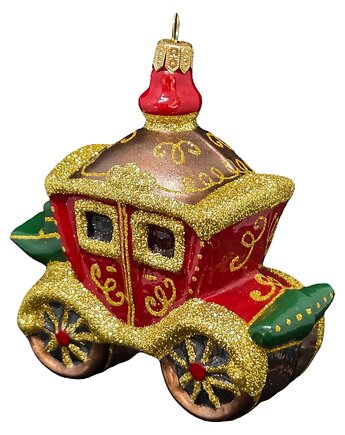 Ręcznie malowana bombka szklana czerwono-złota karoca, STARGLASS