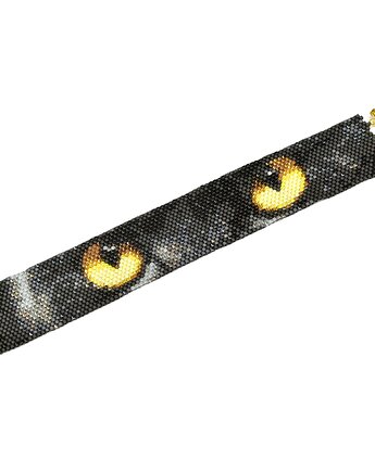 Oczy Kota I, wyplatana bransoleta, beading, Sol