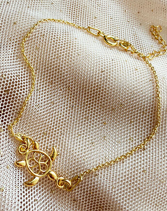 Bransoletka z żółwiem, złoty żółwik, Anemon Atelier