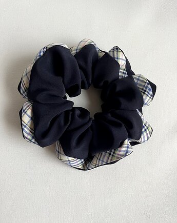 Granatowa jedwabna gumka do włosów Navy Blue Shine, Volie Line