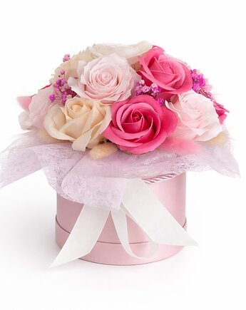 Flowerbox mydlany na prezent dla mamy siostry przyjaciółki, miaukramy