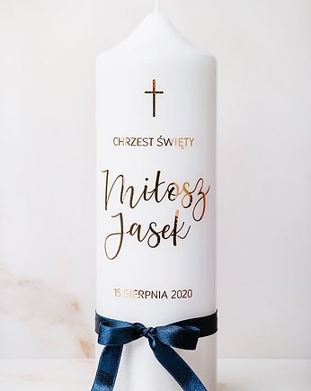 Personalizowana świeca do chrztu, White Willow 