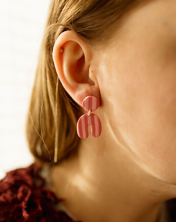 Wiszące kolczyki sztyfty MINI w paski, Dwie Gliny