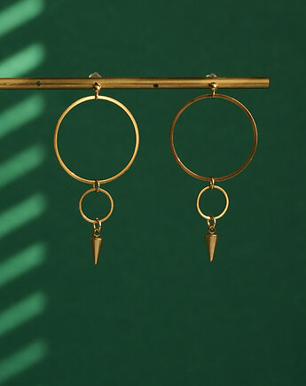 Złote kolczyki geometryczne z kolcami, AT NOON