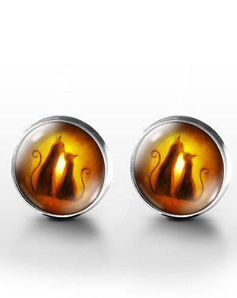 Kolczyki sztyfty - Kotki - grafika, yenoo