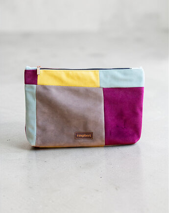 Kolorowa kosmetyczka podróżna z weluru, raspberi