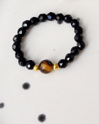 Pierścionek elastyczny Onyks, Chmolowska Jewellery